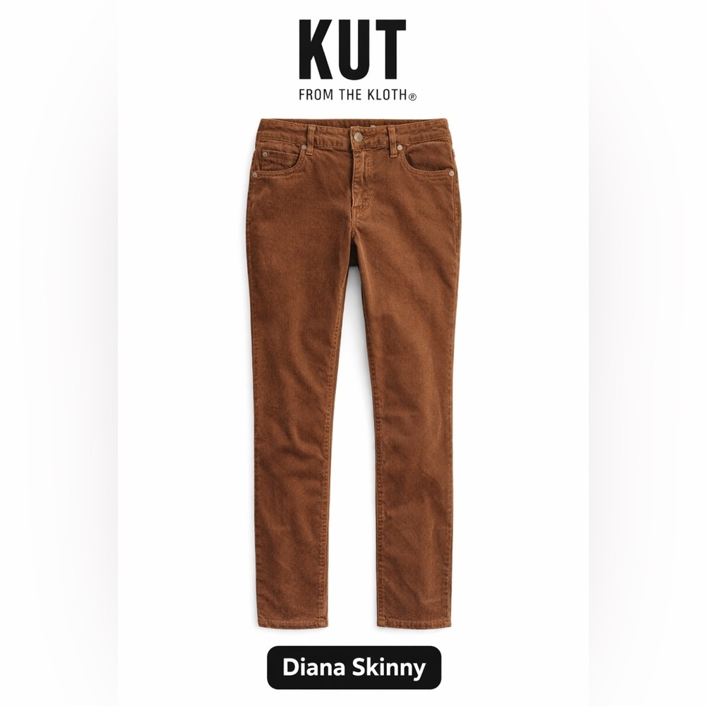 Kut from the Kloth Diana Skinny Corduroy Jeans in Rust Brown